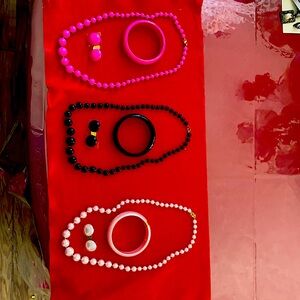 3 Sets of plastic Necklaces, Bracelets and Earrings